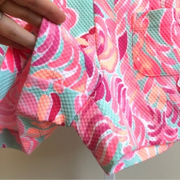 Lilly Pulitzer Shorts Womens 0 Pink Alycia Poolside Blue Lovebirds Waffle Knit - Picture 4 of 12
